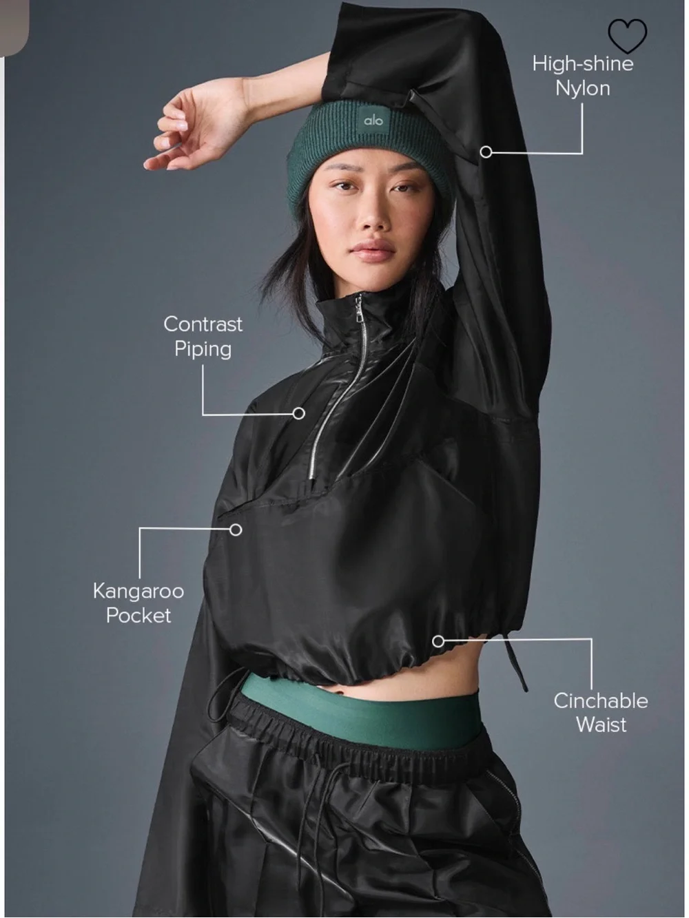 ALO YOGA NWT CROPPED AFTERGLOW PULLOVER BLACK SMALL